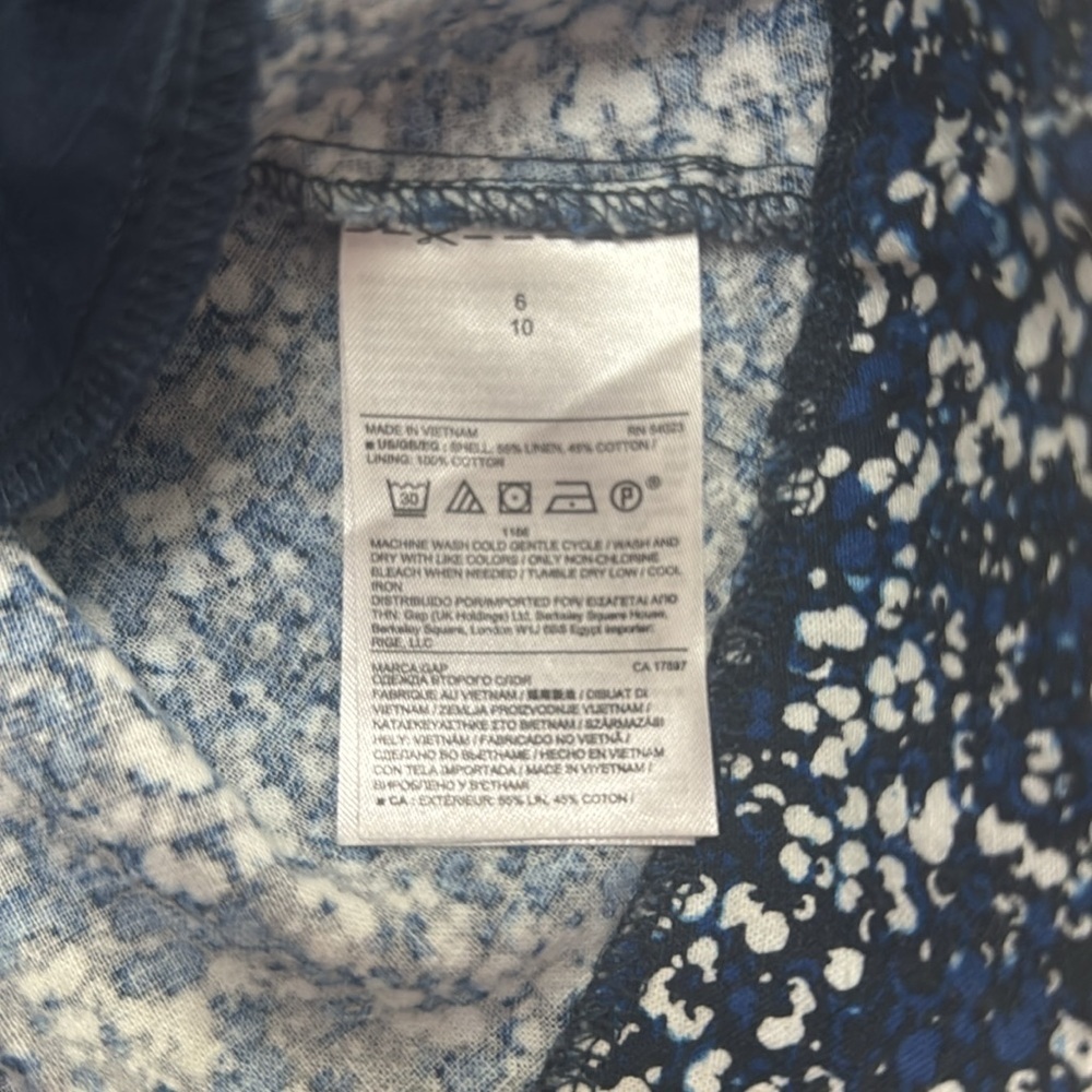 Gap Blue Floral Cotton and Linen Mini Dress. Sz 6 - Picture 7 of 8